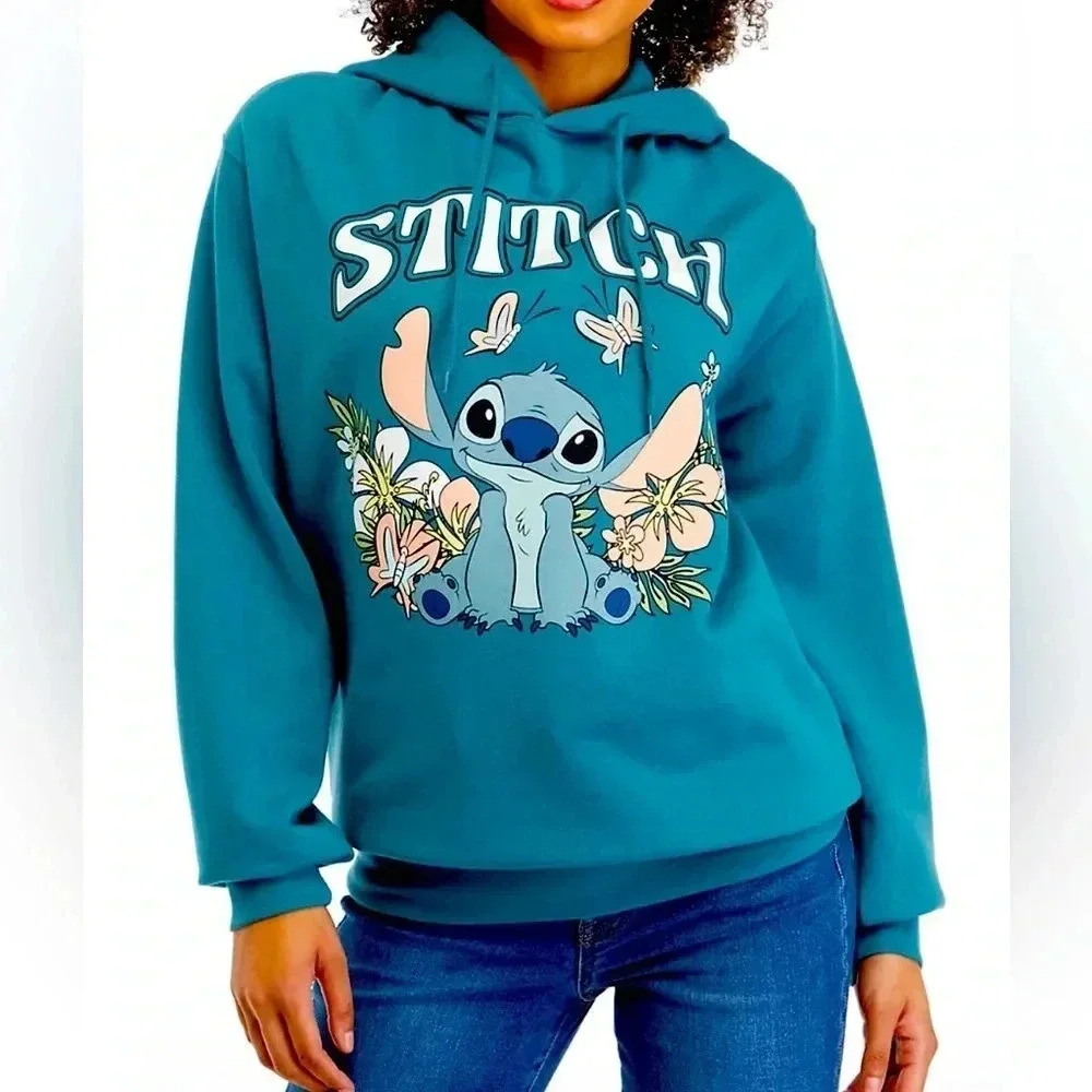 NWT Lilo & STITCH blue graphic long sleeve hoodie VARIOUS SIZES